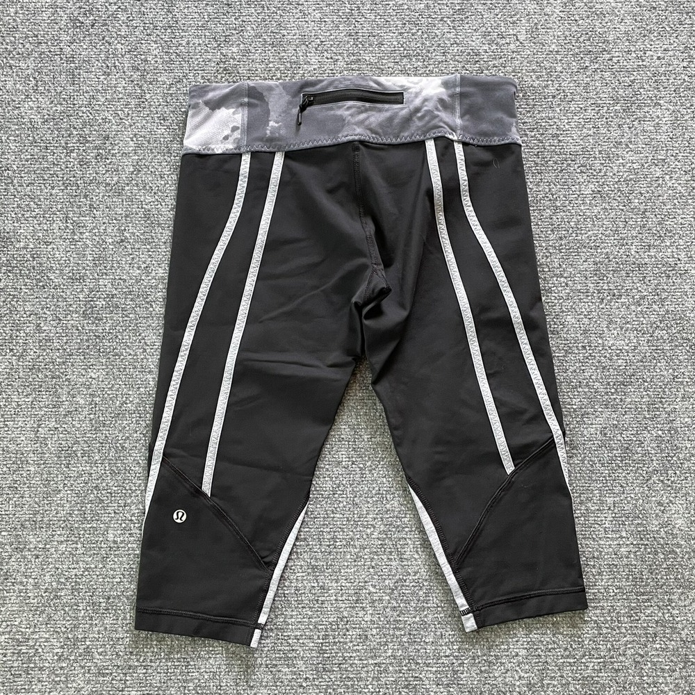 Lululemon Leggings Womens 8 Lulu Pants 30 X 16 Compression Zip Run For It Crop - Picture 2 of 13